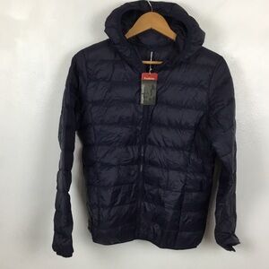 NWT Navy Blue Lightweight White Duck Down Packable Puffer Jacket S